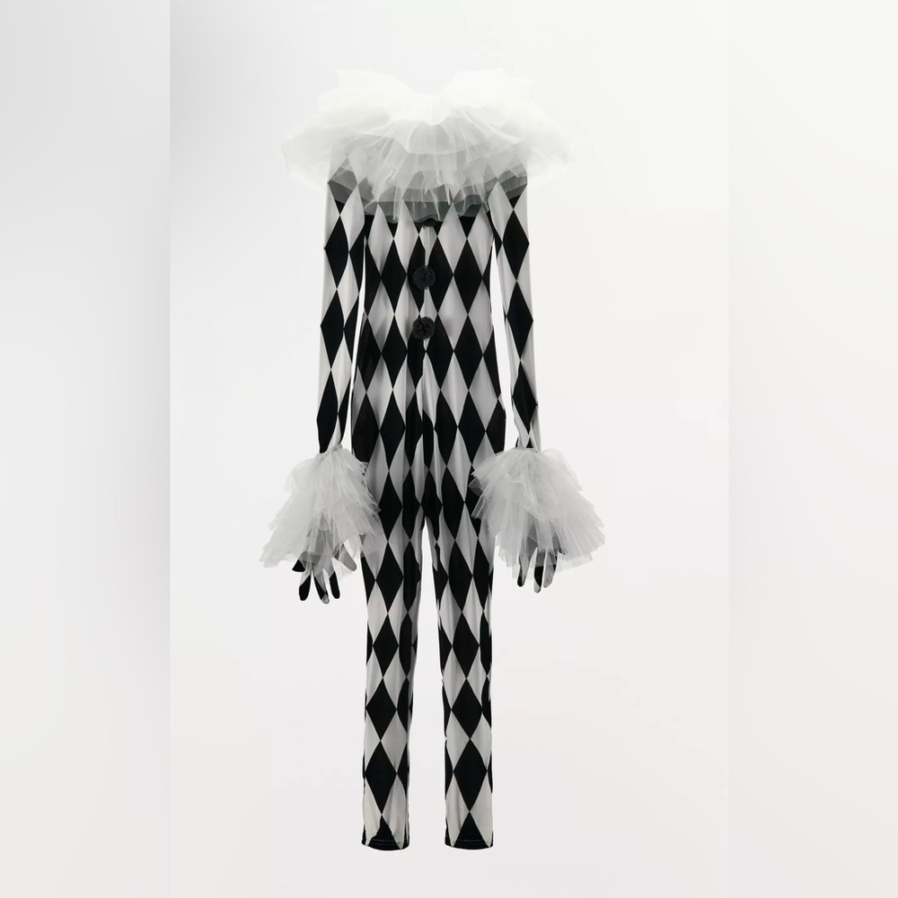Zara long argyle tulle Halloween collection JUMPSUIT SIZE XS